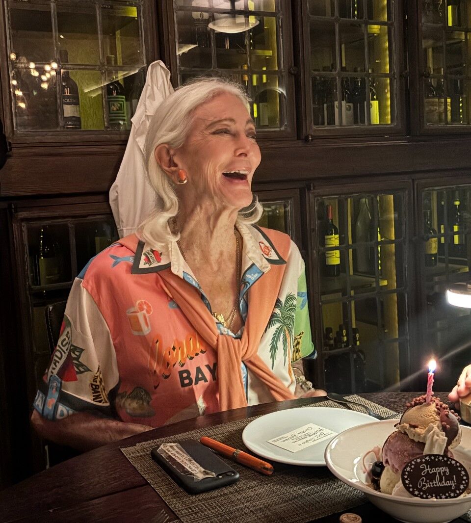 Supermodel Carmen Dell' Orefice turns 94 with friends at BLT Steak NYC.